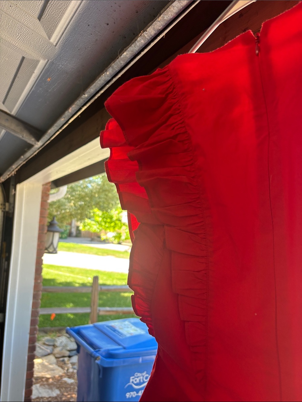 Anthropologie Bright Red Ruffle-Detail Romper - Picture 3 of 5